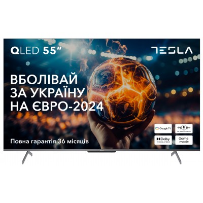 Купить ᐈ Кривой Рог ᐈ Низкая цена ᐈ Телевизор Tesla Q55S935GUS/ со Smart TV/ 2 х 10 Вт/ wi-fi/ bluetooth/ Google TV/ черный/ 55"