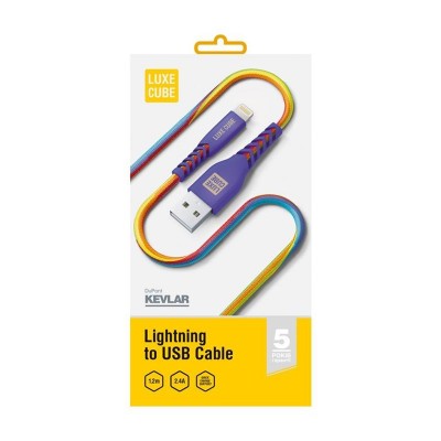 Купить ᐈ Кривой Рог ᐈ Низкая цена ᐈ Кабель Luxe Cube Kevlar USB - Lightning (M/M), 1.2 м, радужный (8886668686341)