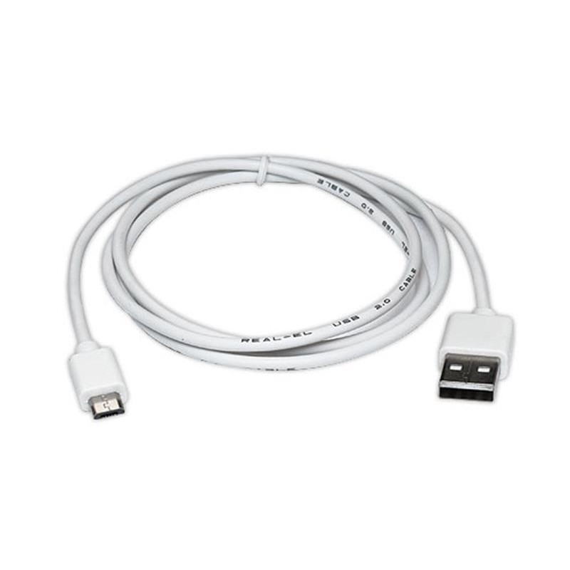 Купить ᐈ Кривой Рог ᐈ Низкая цена ᐈ Кабель REAL-EL Pro USB - micro USB V 2.0 (M/M), 1.0 м, белый (EL123500024)