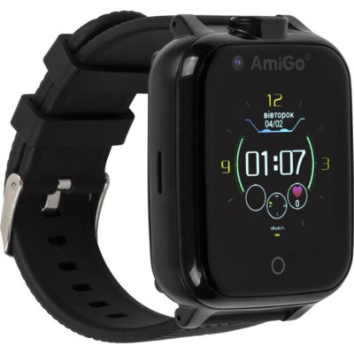 Купить ᐈ Кривой Рог ᐈ Низкая цена ᐈ Детские смарт-часы AmiGo GO006 GPS 4G WIFI Videocall Black; 1.44" (240х240) IPS сенсорный / 