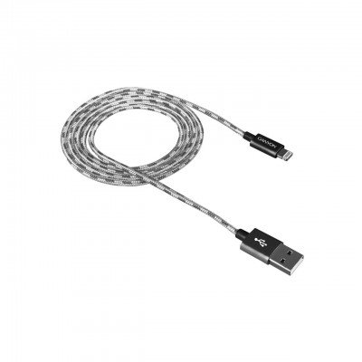 Купить ᐈ Кривой Рог ᐈ Низкая цена ᐈ Кабель Canyon USB - Lightning (M/M), оплетка, 1 м, Dark Grey (CNE-CFI3DG) 