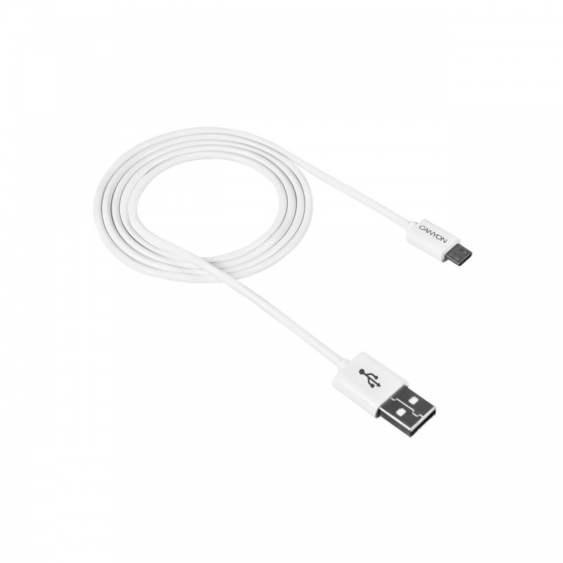 Купить ᐈ Кривой Рог ᐈ Низкая цена ᐈ Кабель Canyon USB - MicroUSB 1м, White (CNE-USBM1W)