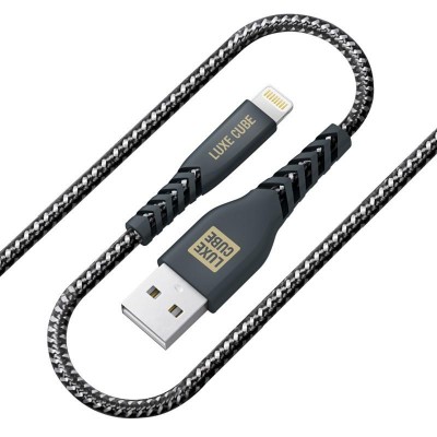 Купить ᐈ Кривой Рог ᐈ Низкая цена ᐈ Кабель Luxe Cube Kevlar USB - Lightning (M/M), 1.2 м, черный (8886668686440)