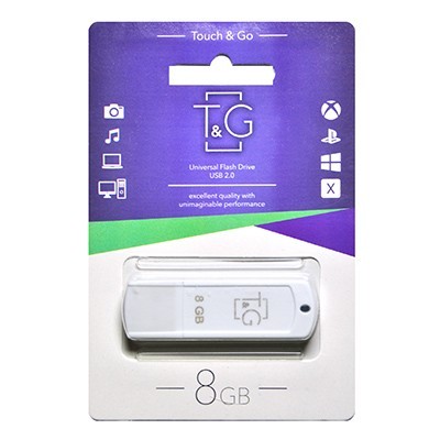 Купить ᐈ Кривой Рог ᐈ Низкая цена ᐈ Флеш-накопитель USB 8GB T&G 011 Classic Series White (TG011-8GBWH)