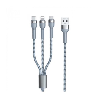Купить ᐈ Кривой Рог ᐈ Низкая цена ᐈ Кабель Remax Jany Series 3в1 USB to Type-C/Lightning/Micro-USB Silver (RC-124TH)