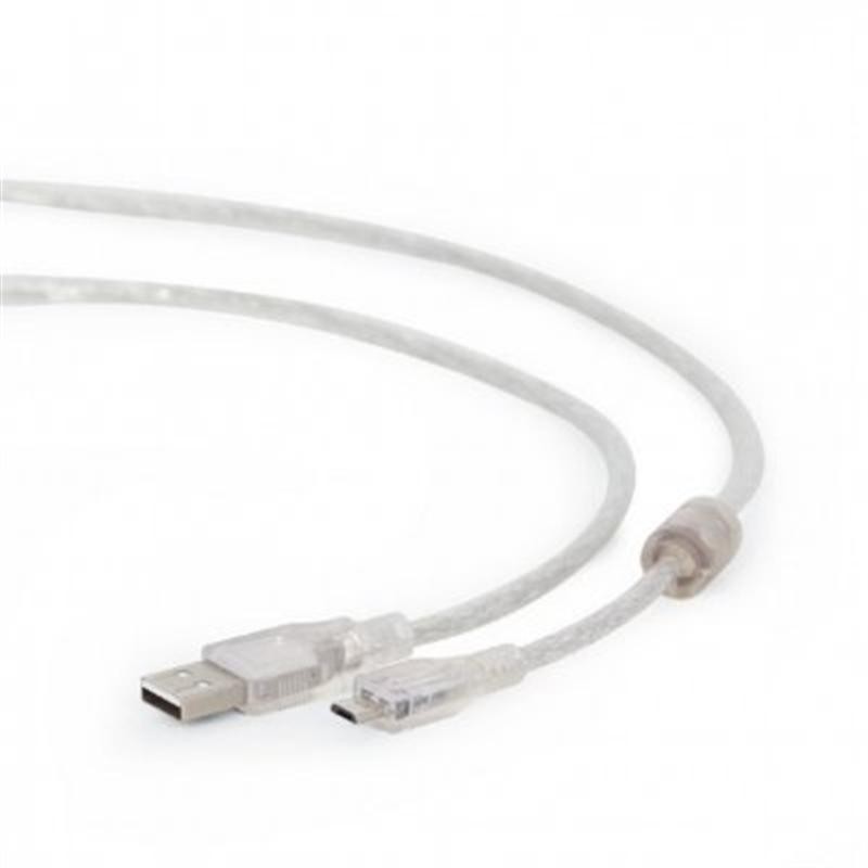 Купить ᐈ Кривой Рог ᐈ Низкая цена ᐈ Кабель Cablexpert USB - micro USB V 2.0 (M/M), 1.8 м, прозрачный (CCP-mUSB2-AMBM-6-TR)