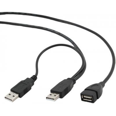 Купить ᐈ Кривой Рог ᐈ Низкая цена ᐈ Кабель Gembird USB - 2xUSB V 2.0 (F/M), 0.9 м, черный (CCP-USB22-AMAF-3)