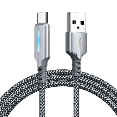 Купить ᐈ Кривой Рог ᐈ Низкая цена ᐈ Кабель Remax RC-123a Gonyu USB - USB Type-C (M/M), 2.4 A, 1 м, Silver (6972174151915)