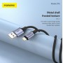 Купить ᐈ Кривой Рог ᐈ Низкая цена ᐈ Кабель Foneng X95 Metal Head Braided Cable (3A) USB - Lightning, 1.2 м, Black (X95-CA-IP)
