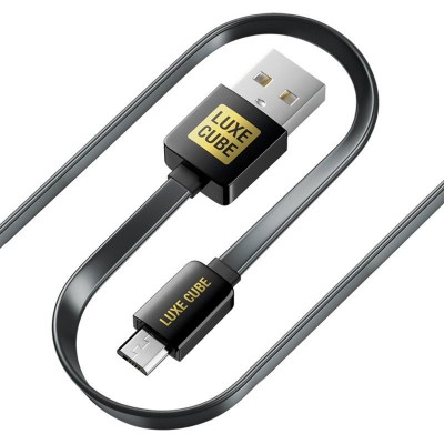 Купить ᐈ Кривой Рог ᐈ Низкая цена ᐈ Кабель Luxe Cube Flat USB - micro USB (M/M), 1 м, черный (2231252966013)