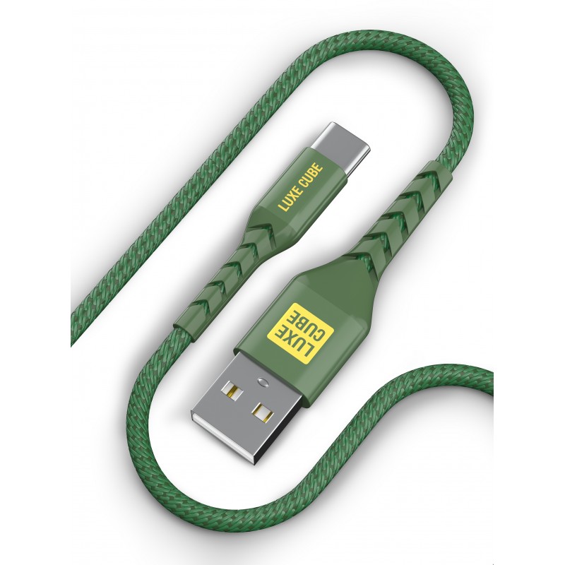 Купить ᐈ Кривой Рог ᐈ Низкая цена ᐈ Кабель Luxe Cube Kevlar USB - USB Type-C (M/M), 1.2 м, Хаки (4826668690065)