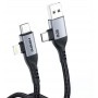 Купить ᐈ Кривой Рог ᐈ Низкая цена ᐈ Кабель Foneng X92 4-in-1 (60W) USB/USB-C - USB-C/Lightning, 1 м, Black (X92-CA-FIO)