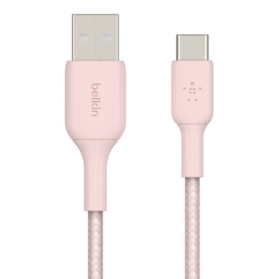 Купить ᐈ Кривой Рог ᐈ Низкая цена ᐈ Кабель Belkin Braided+Strap USB - USB-C, 1.5 м Pink (F2CU075-05-C00)_OEM