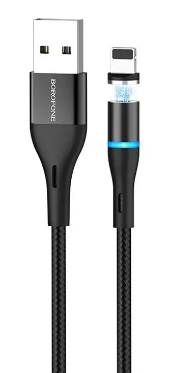 Купить ᐈ Кривой Рог ᐈ Низкая цена ᐈ Кабель Borofone BU16 USB - Lightning, 1.2 м, магнитный, Black (BU16LB)