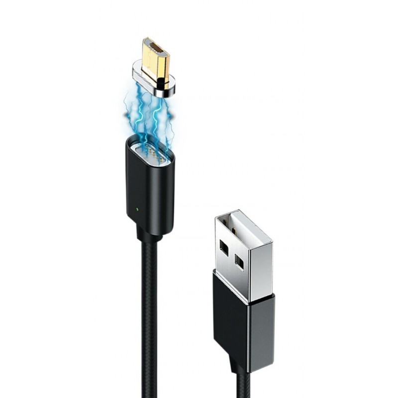 Купить ᐈ Кривой Рог ᐈ Низкая цена ᐈ Кабель Grand-X USB - micro USB (M/M), магнитный, 1 м, Black (MG-01M)