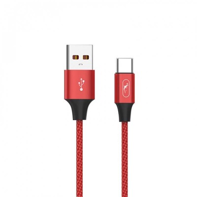 Купить ᐈ Кривой Рог ᐈ Низкая цена ᐈ Кабель SkyDolphin S55T Neylon USB - USB Type-C (M/M), 1 м, Red (USB-000437)