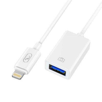 Купить ᐈ Кривой Рог ᐈ Низкая цена ᐈ Переходник SkyDolphin OT01 Lightning - USB (M/F) White (ADPT-00028)