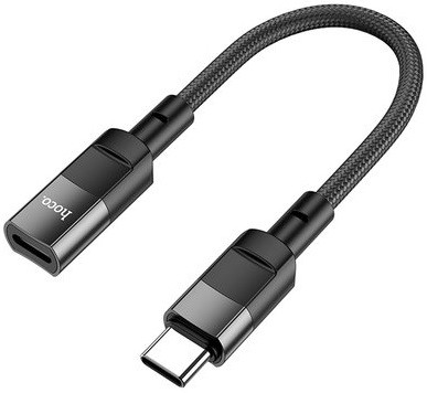 Купить ᐈ Кривой Рог ᐈ Низкая цена ᐈ Адаптер Hoco U107 USB Type-C - Lightning (M/F), 0.1 м, Black (U107CLB)