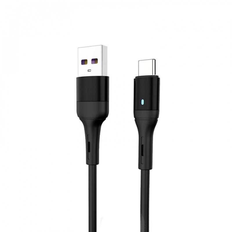 Купить ᐈ Кривой Рог ᐈ Низкая цена ᐈ Кабель SkyDolphin S06T LED Smart Power USB - USB Type-C (M/M), 1 м, Black (USB-000557)