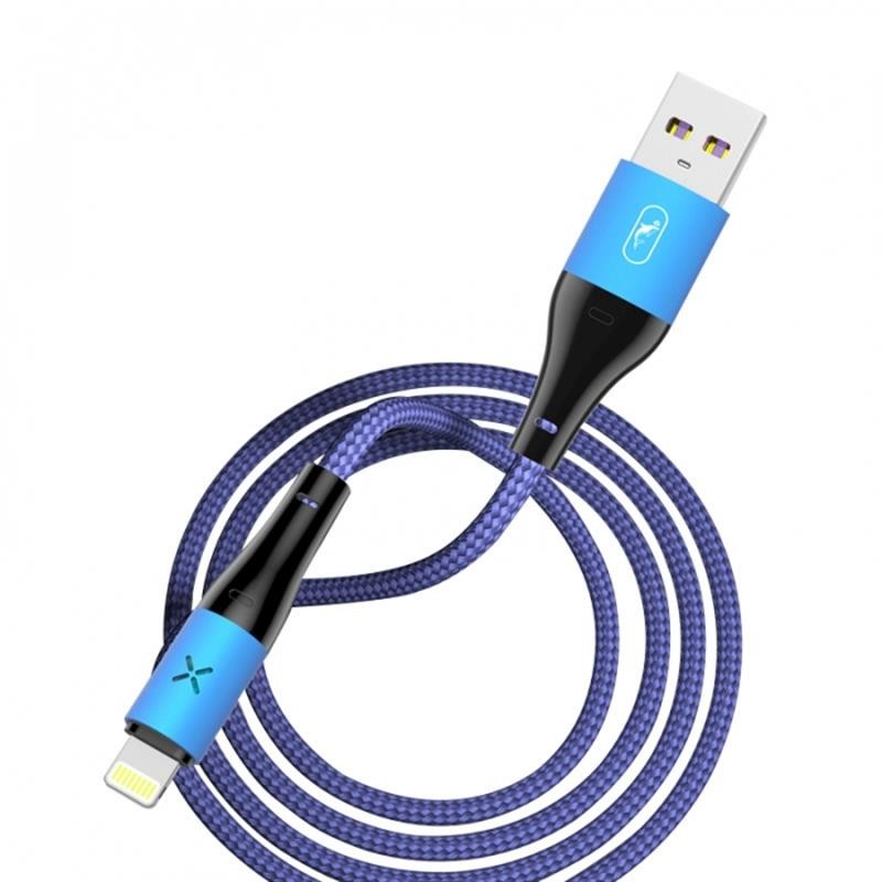 Купить ᐈ Кривой Рог ᐈ Низкая цена ᐈ Кабель SkyDolphin S49L LED Aluminium Alloy USB - Lightning (M/M), 1 м, Blue (USB-000566)
