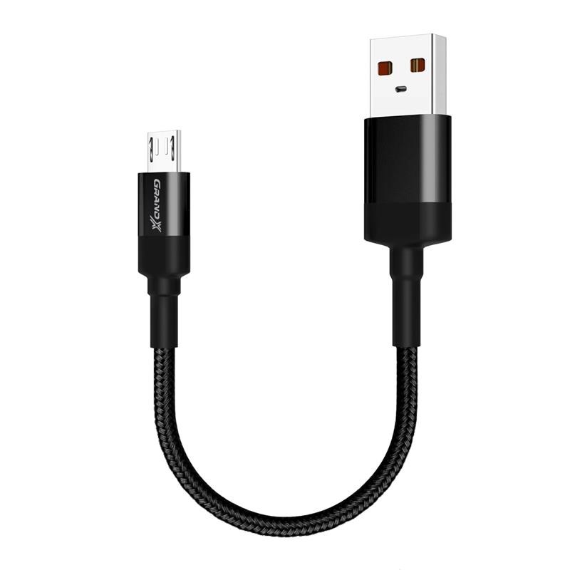 Купить ᐈ Кривой Рог ᐈ Низкая цена ᐈ Кабель Grand-X USB - micro USB (M/M), Cu, Power Bank, 0.2 м, Black (FM-20M)
