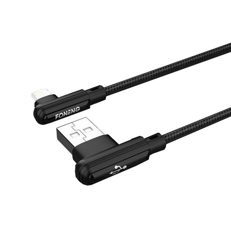 Купить ᐈ Кривой Рог ᐈ Низкая цена ᐈ Кабель Foneng X70 90-degree Angle Gaming Cable (3A) USB - USB-C 1м Black (X70-CA-DAG-TC)