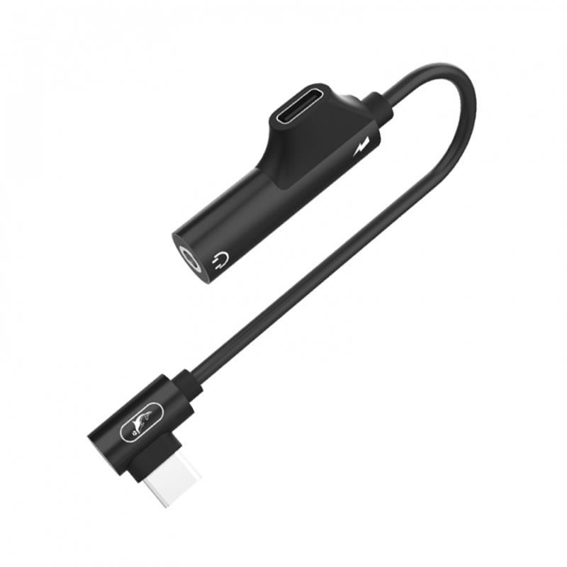 Купить ᐈ Кривой Рог ᐈ Низкая цена ᐈ Переходник SkyDolphin AU03 USB-C - Jack 3.5 + USB-C (M/F), Black (ADPT-00027)