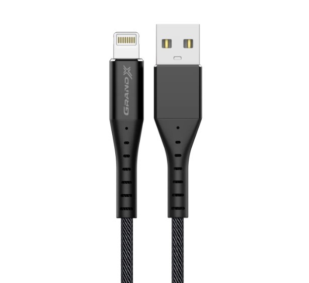 Купить ᐈ Кривой Рог ᐈ Низкая цена ᐈ Кабель Grand-X USB - Lightning (M/M), 1.2 м, Black (FL-12B)