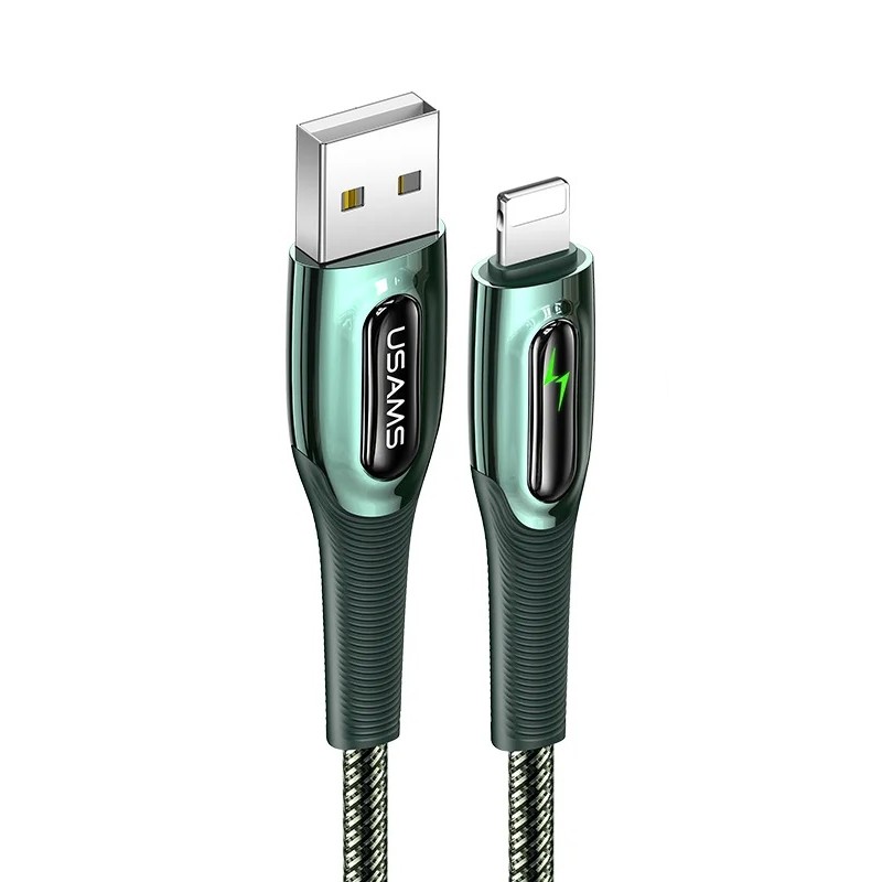 Купить ᐈ Кривой Рог ᐈ Низкая цена ᐈ Кабель Usams US-SJ469 USB - Lightning, 1.2 м, Dark Green (SJ469USB02)