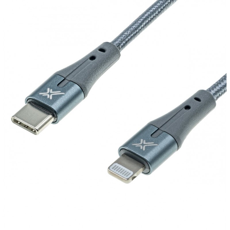 Купить ᐈ Кривой Рог ᐈ Низкая цена ᐈ Кабель Grand-X USB Type-C - Lightning (M/M), MFI, Power Delivery 18W, 1 м, Gray (CL-01)