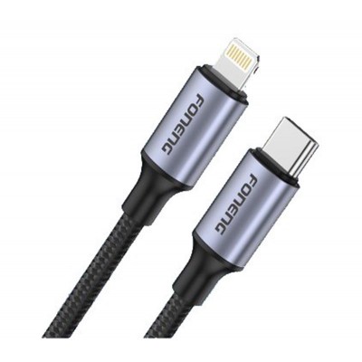 Купить ᐈ Кривой Рог ᐈ Низкая цена ᐈ Кабель Foneng X95 Metal Head Braided Cable USB-C - Lightning PD20W, 1.2 м, Black (X95-CA-TCI