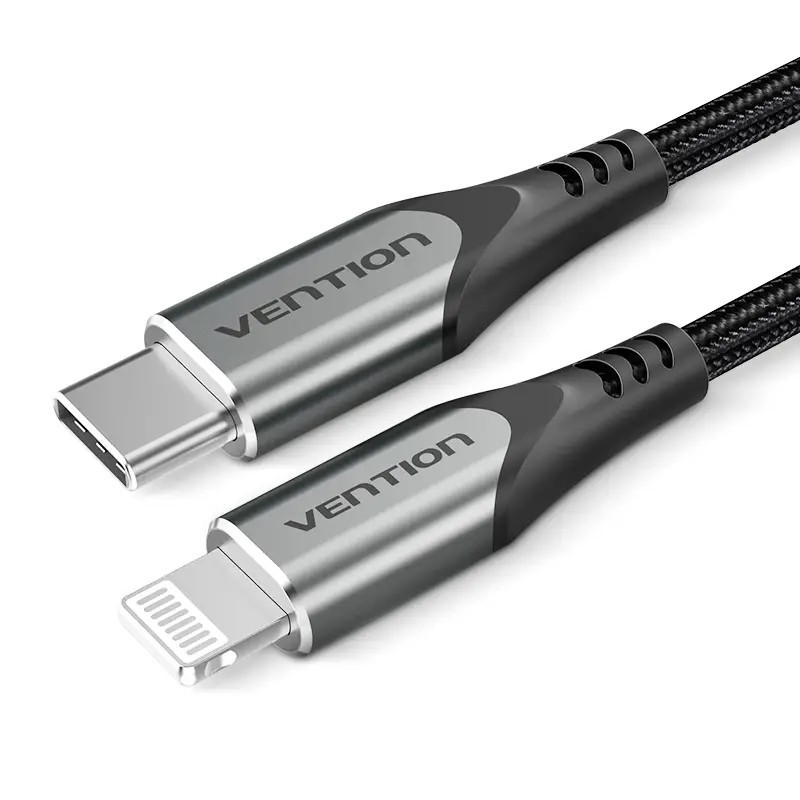 Купить ᐈ Кривой Рог ᐈ Низкая цена ᐈ Кабель Vention USB Type-C - Lightning (M/M), быстрая зарядка, PD 18W, 3 A, 480 Mbps, 1.5 м, 