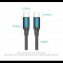 Купить ᐈ Кривой Рог ᐈ Низкая цена ᐈ Кабель Vention USB Type-C - USB Type-C TPE Round PD 100W, 5A, 0.5m, Black (COTBD)