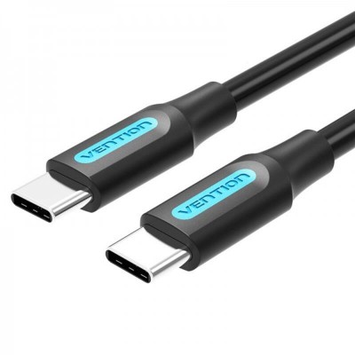 Купить ᐈ Кривой Рог ᐈ Низкая цена ᐈ Кабель Vention USB Type-C - USB Type-C TPE Round PD 60W, 3A, 0.5 м, Black (COSBD)