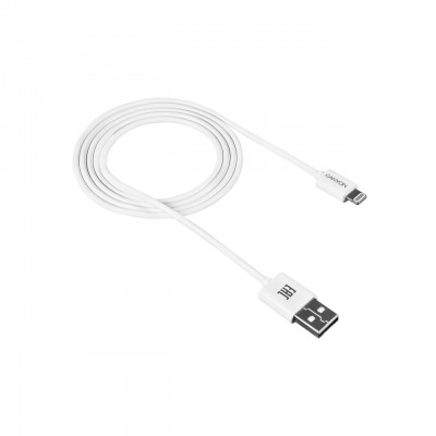 Купить ᐈ Кривой Рог ᐈ Низкая цена ᐈ Кабель Canyon USB - Lightning 1м, White (CNE-CFI1W)