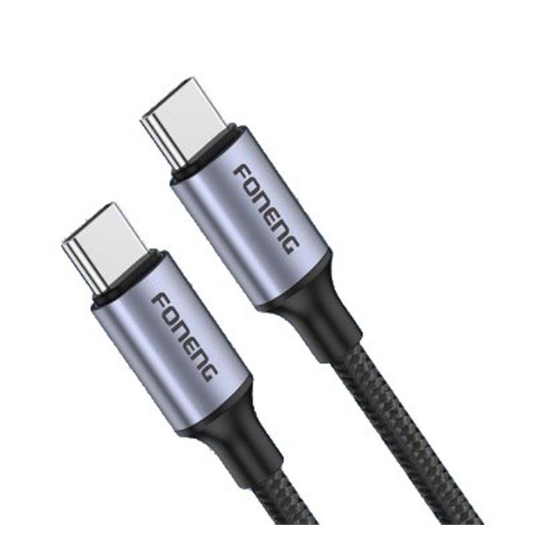 Купить ᐈ Кривой Рог ᐈ Низкая цена ᐈ Кабель Foneng X95 Metal Head Braided Cable USB-C - USB-C 60W 1.2м Black (X95-CA-TCTC)