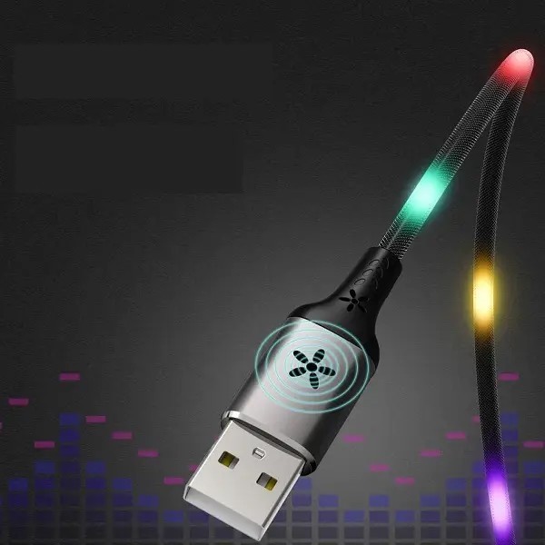 Купить ᐈ Кривой Рог ᐈ Низкая цена ᐈ Кабель Remax RC-133i EL Luminous (Sound-Activated) USB - Lightning (M/M), 1 м Black (6954851