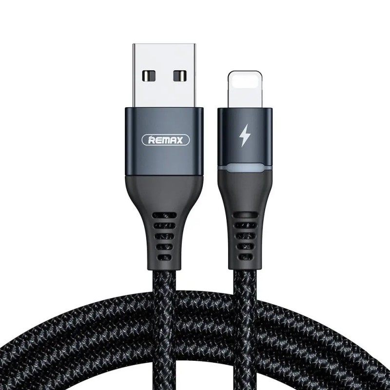 Купить ᐈ Кривой Рог ᐈ Низкая цена ᐈ Кабель Remax RC-152i Colorful Light USB - Lightning (M/M), 2.4 A, 1 м, Black (6972174152066)