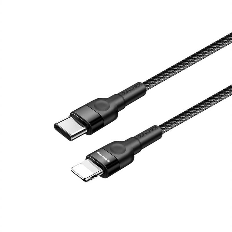 Купить ᐈ Кривой Рог ᐈ Низкая цена ᐈ Кабель ColorWay USB Type-C - Lightning (M/M), PD Fast Charging 20W, 3.0 А, 0.3 м, Black (CW-