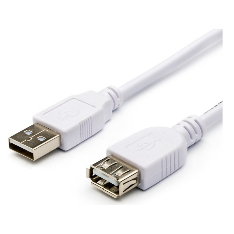 Купить ᐈ Кривой Рог ᐈ Низкая цена ᐈ Кабель Atcom USB - USB V 2.0 (M/F), удлинитель, 0.8 м, белый (3788)