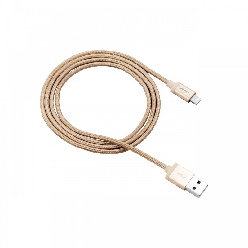 Купить ᐈ Кривой Рог ᐈ Низкая цена ᐈ Кабель Canyon USB - Lightning 1м, Gold (CNS-MFIC3GO)