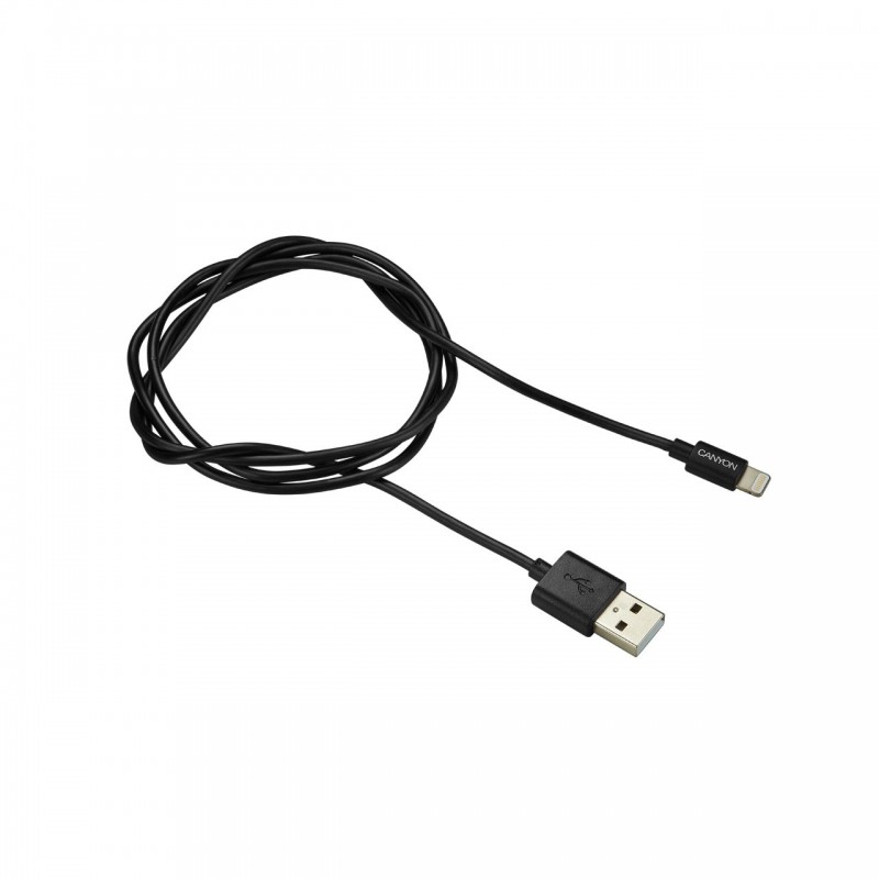 Купить ᐈ Кривой Рог ᐈ Низкая цена ᐈ Кабель Canyon USB - Lightning (M/M), 1 м, Black (CNS-MFICAB01B)