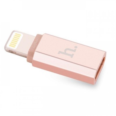 Купить ᐈ Кривой Рог ᐈ Низкая цена ᐈ Адаптер Hoco micro USB - Lightning (F/M) Rose Gold (6957531025740)
