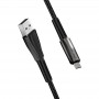 Купить ᐈ Кривой Рог ᐈ Низкая цена ᐈ Кабель ColorWay USB - USB Type-C (M/M), Zinc Alloy + Led, 2.4 А, 1 м, Black (CW-CBUC035-BK)