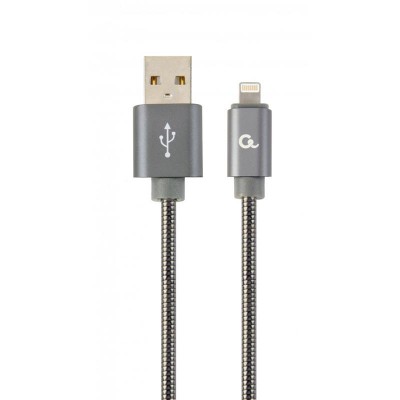 Купить ᐈ Кривой Рог ᐈ Низкая цена ᐈ Кабель Cablexpert USB - Lightning (M/M), премиум, 1 м, серый (CC-USB2S-AMLM-1M-BG)