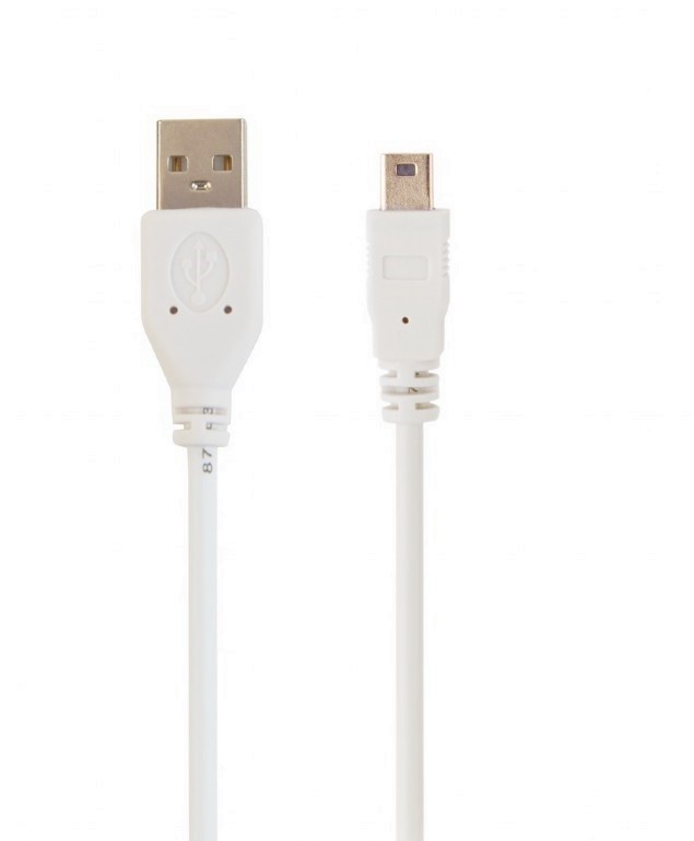 Купить ᐈ Кривой Рог ᐈ Низкая цена ᐈ Кабель Gembird USB - miniUSB V 2.0 (M/M), 1.8 м, белый (CC-USB2-AM5P-6)