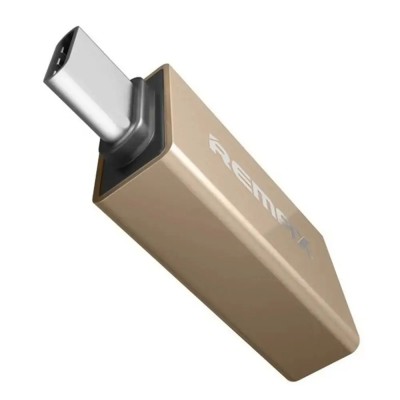 Купить ᐈ Кривой Рог ᐈ Низкая цена ᐈ Адаптер Remax Glance USB-USB Type-C RA-OTG1 Gold (6954851289753)