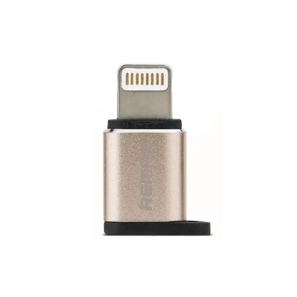 Купить ᐈ Кривой Рог ᐈ Низкая цена ᐈ Адаптер Remax RA-USB2 Visual microUSB-Lightning Gold (6954851289814)