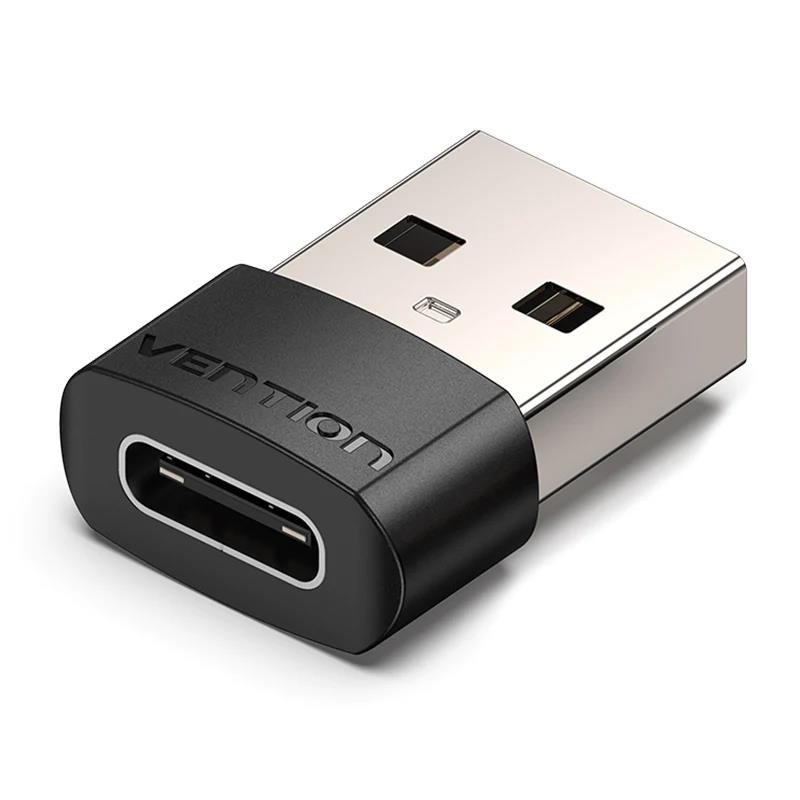 Купить ᐈ Кривой Рог ᐈ Низкая цена ᐈ Переходник Vention USB  - USB Type-C V 2.0 (M/F) Black (CDWB0)