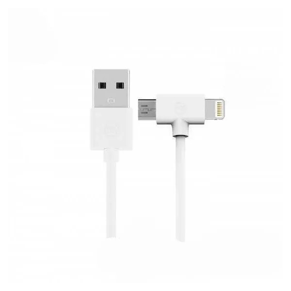 Купить ᐈ Кривой Рог ᐈ Низкая цена ᐈ Кабель WK WDC-008 Axe USB - Lightning + micro USB (M/M), 1 м, White (6970349287292)